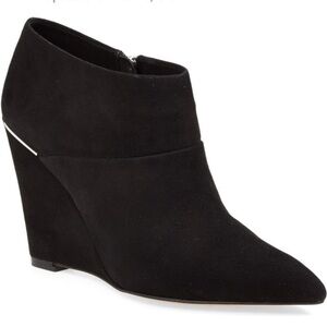 Coach Oakdale Black Suede Wedge Booties Size 9.5